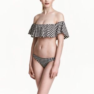 NWOT H&M Gingham Off-the-Shoulder Bikini